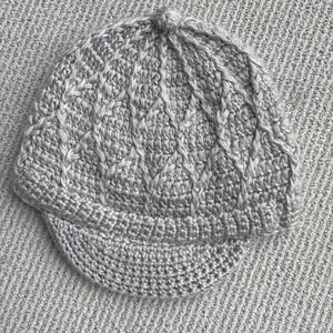 Pistil Knit Visor Beanie Hat OS Cream Chunky Crochet Newsboy Cap Winter Warm